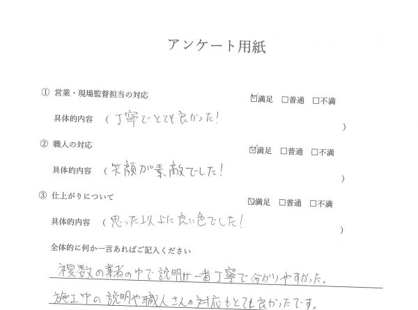 外装工事（外壁・屋根塗装工事・防水工事）お客様の声