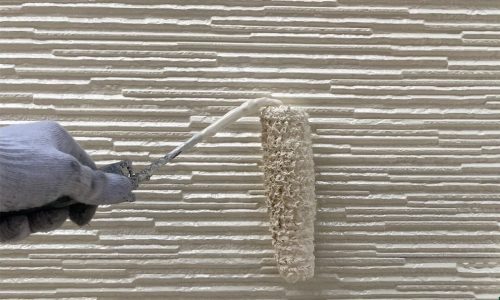 外壁塗装上塗り　施工中