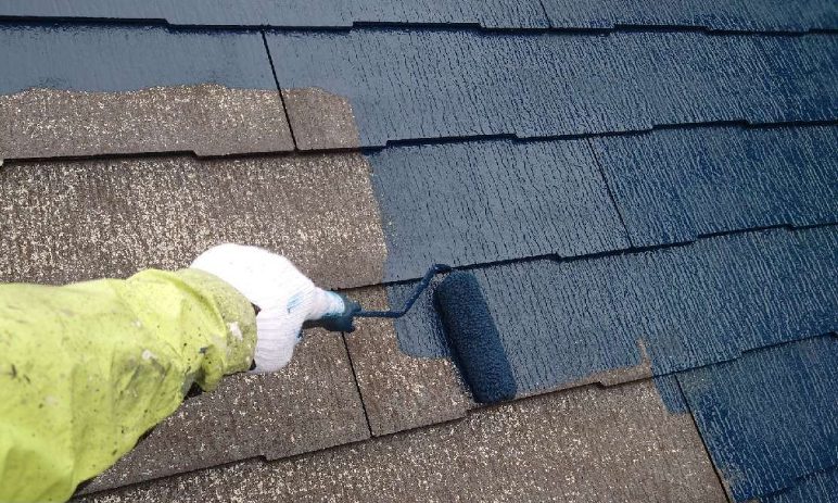 屋根塗装 上塗り1回目