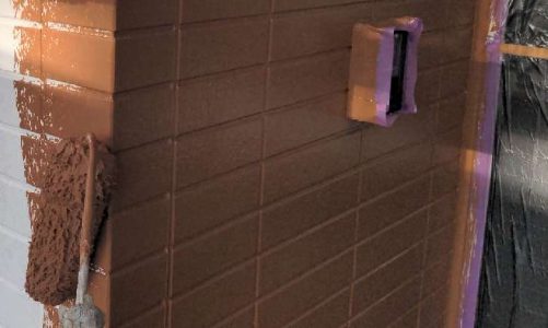 外壁塗装 中塗り 施工中