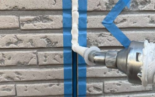 シール打設施工中