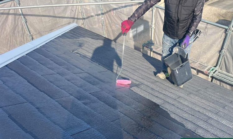 屋根塗装 下塗り1回目 施工中