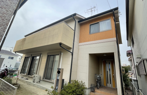 外壁屋根塗装前サイディングボード吹き付けリシン仕上げ