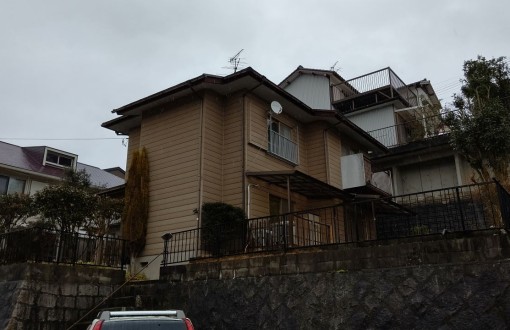 屋根付帯塗装前アルミサイディング
