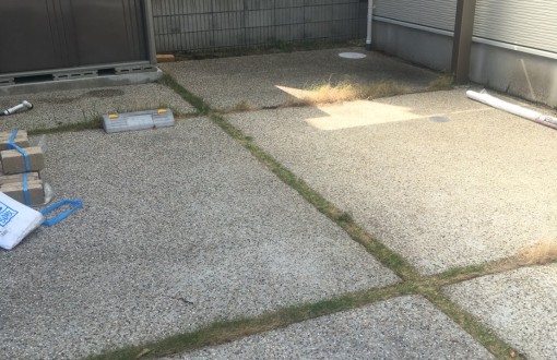 駐車場インターロッキング施工前