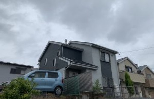 外壁屋根塗装工事施工前ｰサイデイング、カラーベスト