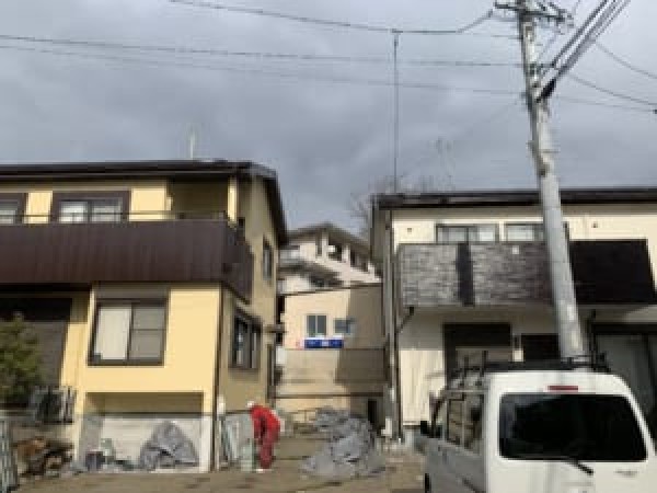 ２軒並びの足場解体サムネイル